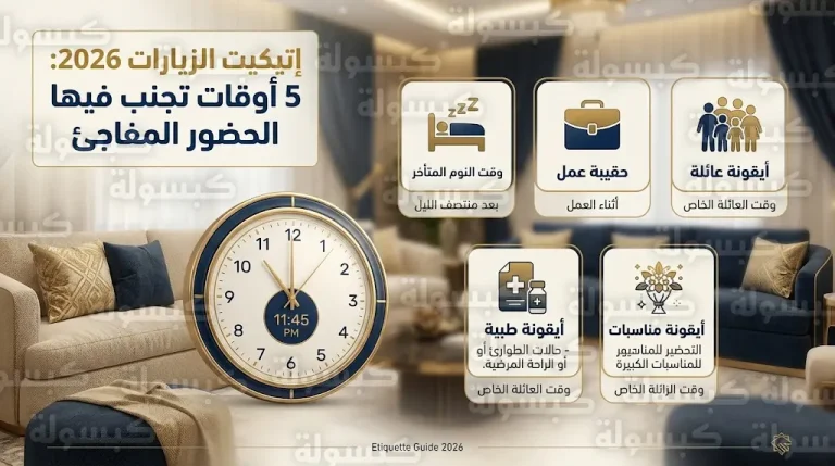 5 أوقات يجب فيها تجنب الزيارة قطعيًا وفقًا للأعراف الاجتماعية السعودية المتجددة لعام 2026