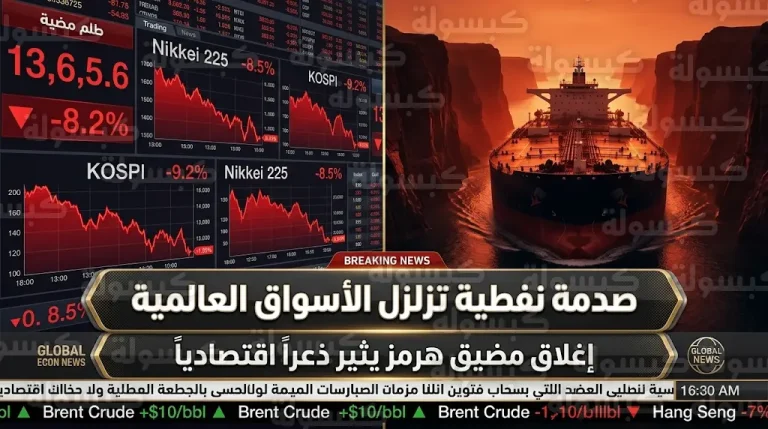 انهيار حاد في أسواق الأسهم الآسيوية وقفزة جنونية بأسعار النفط فوق 111 دولاراً بسبب توترات مضيق هرمز
