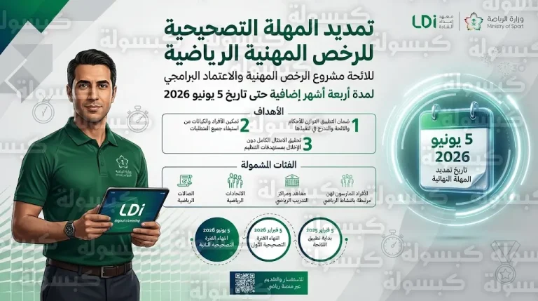 تمديد مهلة تصحيح أوضاع الرخص المهنية الرياضية رسمياً حتى 5 يونيو 2026