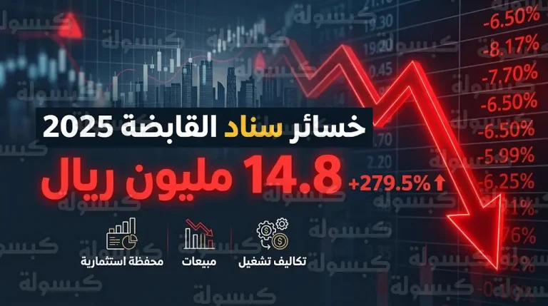 خسائر سناد القابضة السنوية تقفز بنسبة 280% لتصل إلى 14.8 مليون ريال في 2025