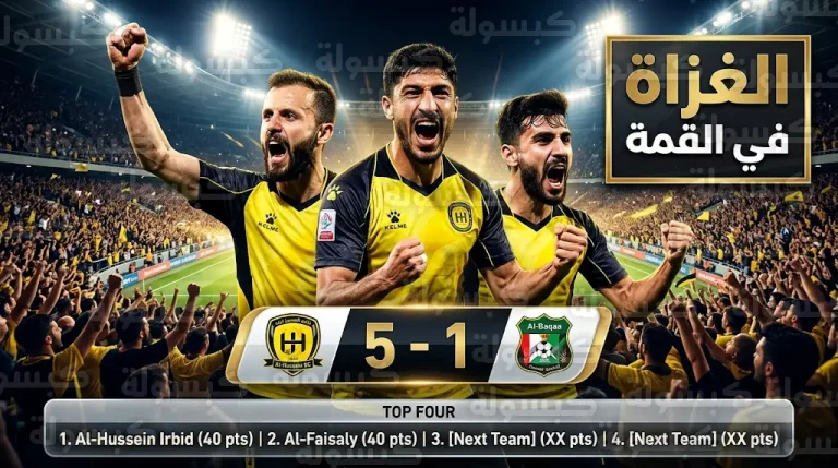 خماسية الحسين إربد في مرمى البقعة تعيده لصدارة ترتيب الدوري الأردني 2026