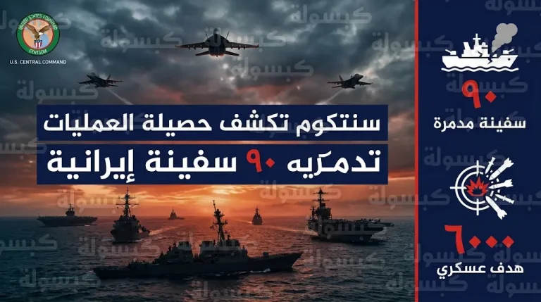 سنتكوم تعلن تدمير 90 سفينة إيرانية واستهداف 6000 هدف عسكري منذ 28 فبراير الماضي