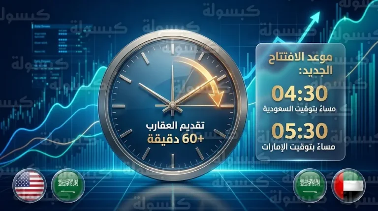 مواعيد تداول الأسهم الأمريكية بتوقيت السعودية والإمارات 2026 بعد بدء التوقيت الصيفي