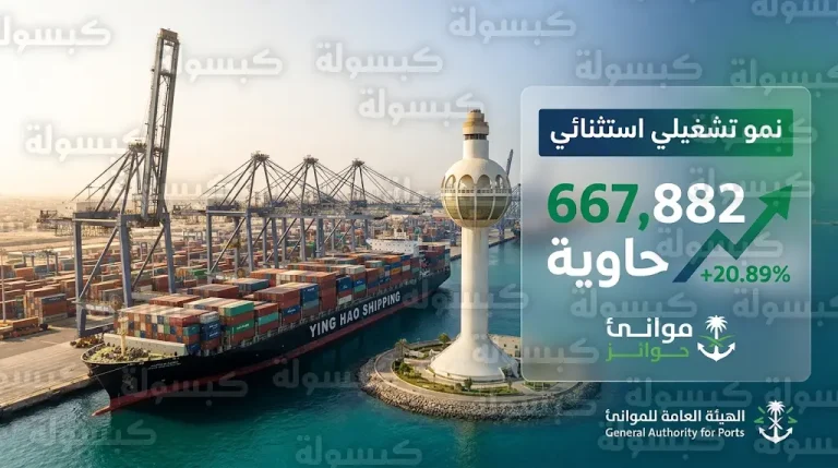 “موانئ” تسجل نمواً استثنائياً بنسبة 20.89% في مناولة الحاويات خلال فبراير 2026