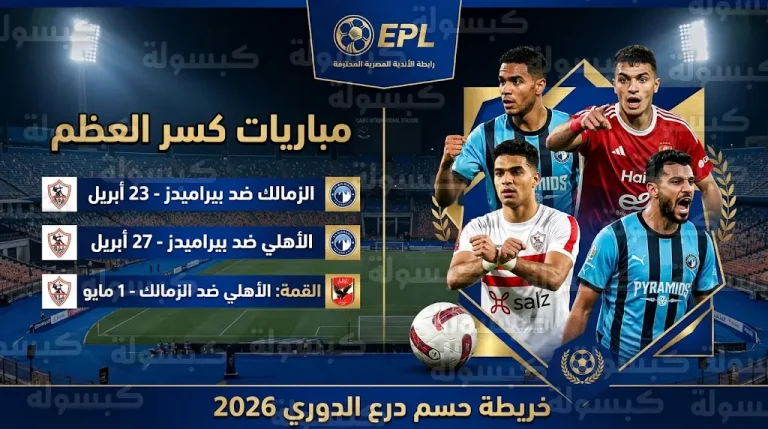 موعد مباراة الأهلي والزمالك في قمة الدوري المصري 2026 وجدول مواجهات الحسم