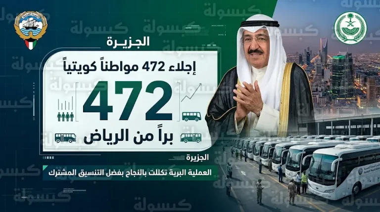 نقل 472 مواطناً كويتياً من الرياض براً ضمن جهود المملكة الاستثنائية لرعاية رعايا دول التعاون